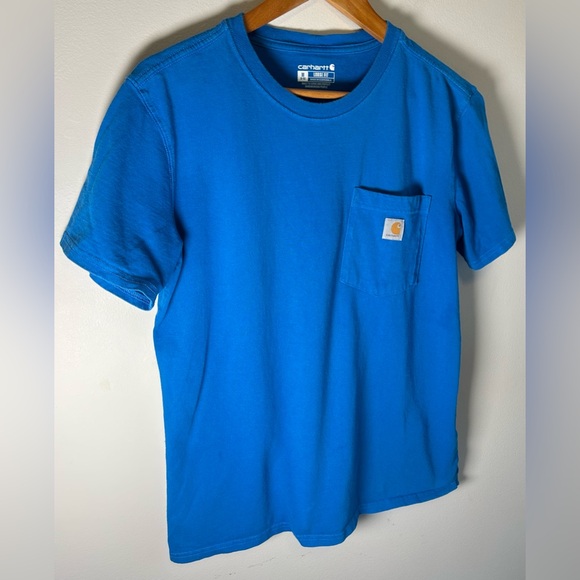 Carhartt Loose Fit Short Sleeve T-Shirt Pocket Blue Size M (8-10) EUC - Picture 2 of 9